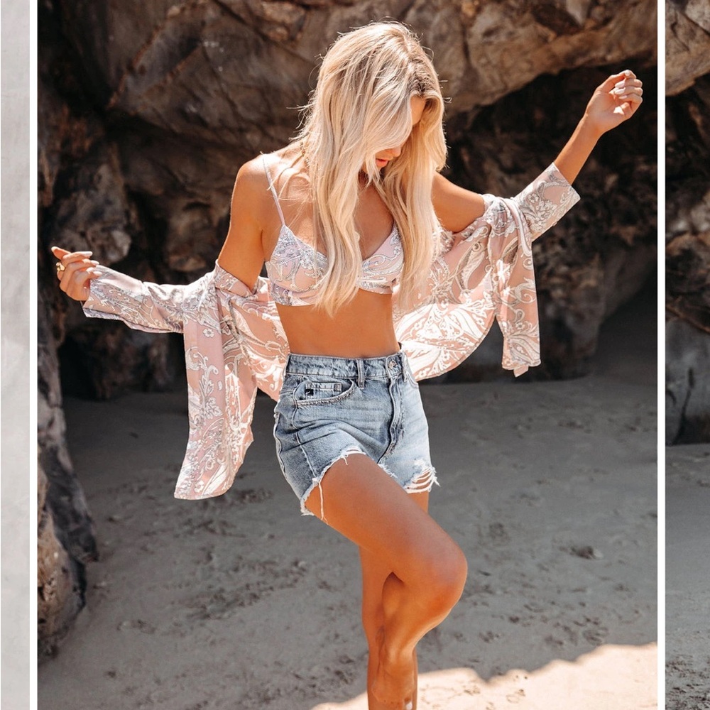 Vici Best in the West satin Button down and Bralette